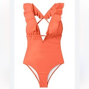 Women One Piece Swimsuit Tummy Control Bathing Suit Ruffled Swimwear NWT XL